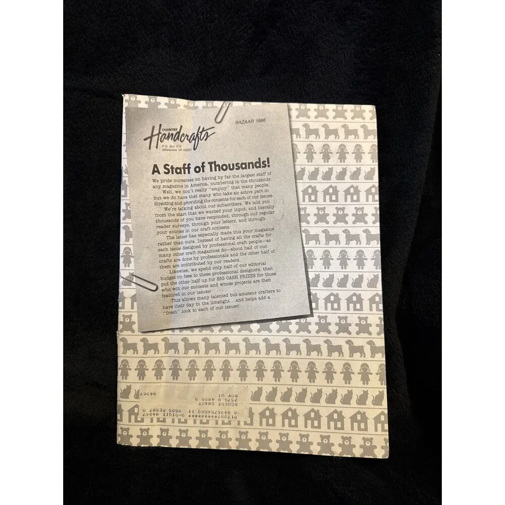 Vintage 1986 Country Handcrafts Bazaar Pattern Craft Magazine Full Size Patterns